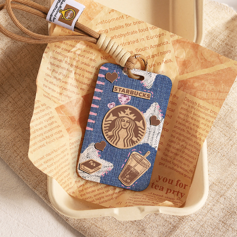 ins风星巴克牛仔纪念版饭卡套校园卡保护套复古美式小众汽车卡包