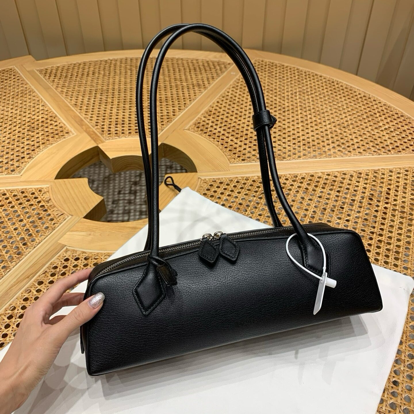 原厂山羊皮丝绒荔枝纹牛皮LE TECKET腊肠犬包中小号单肩腋下女包