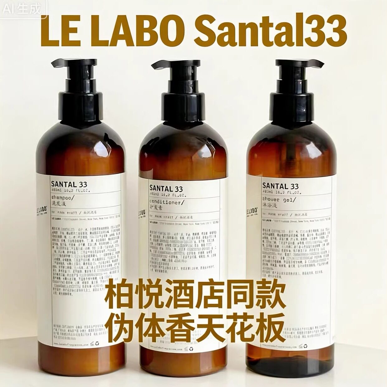 柏悦酒店LE LABO Santal33 檀香木洗发水护发素沐浴露480ml
