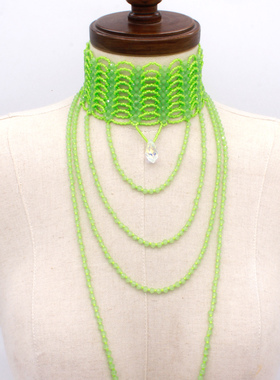 原创设计手工串珠项链多层欧式复古流苏颈链婚纱旅拍配饰新款配饰