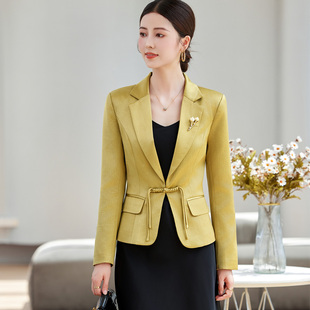 国风新中式白色西装外套女秋季新款高级感气质总裁经理主持人西服