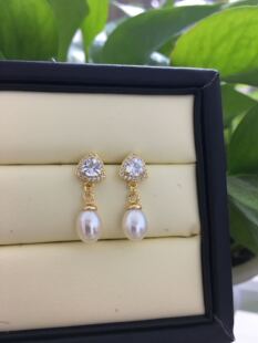 淡水珍珠耳钉三角形耳环银针