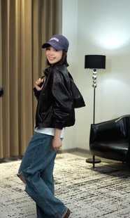 春款高级感真皮绵羊皮短款立领小个子机车油蜡皮女外套603