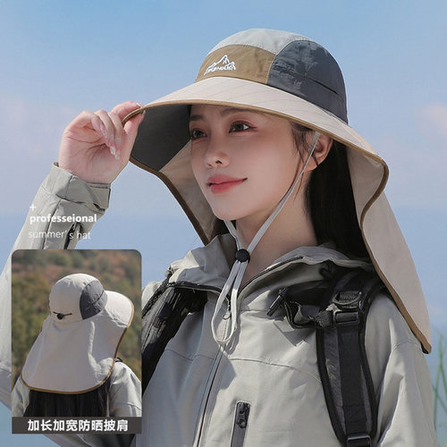 防晒遮阳帽男款夏季披肩渔夫帽
