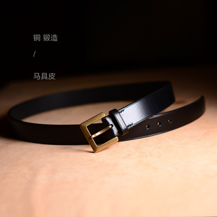 草头手工皮带进口头层牛皮腰带马缰革精工锻造黄铜32复古休闲牛仔