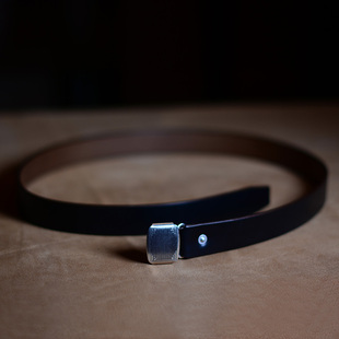 草头手工复古绅士格调皮带美国霍尔文Horween CXL古银色合页扣 30