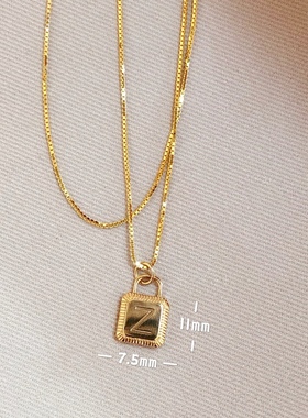 18k金项链定制经典锁头字母项链18k金生日礼物可自定义刻字送女友