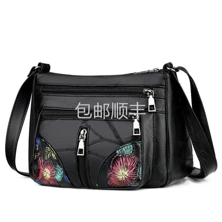 全球中年女尚士妈妈包羊皮质感软女包百搭时大量单肩斜挎皮容包婆