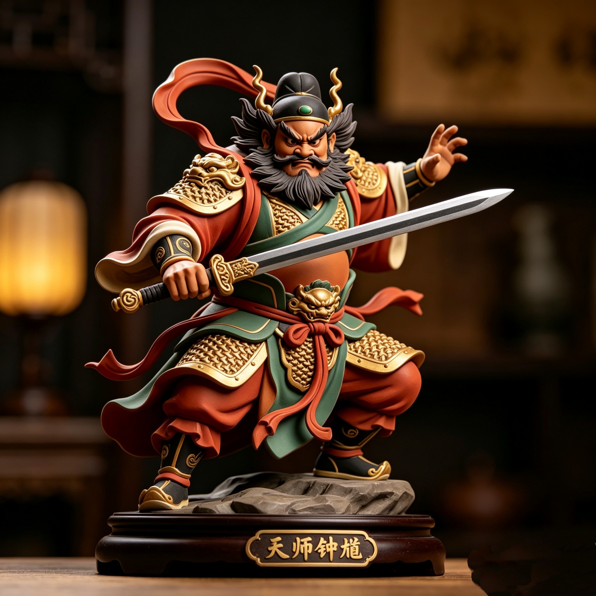 天师钟馗手办摆件镇宅纳福中式国潮桌面家居玄关装饰防小人保平安