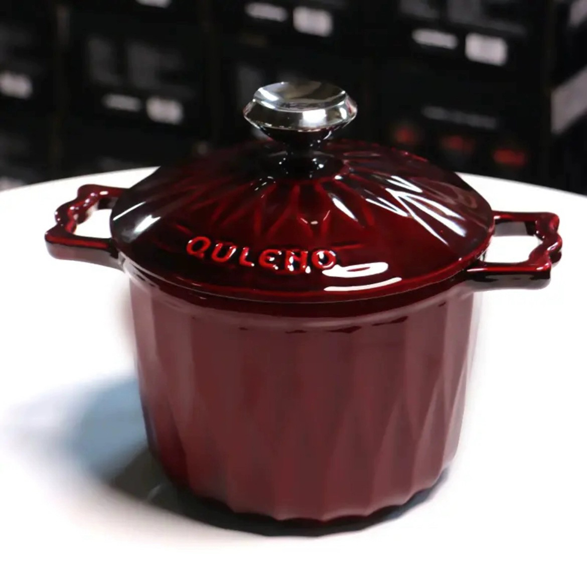 QULENO千乐欧臻钻铸铁珐琅锅18饭釜锅24炖锅焖饭炖盅砂锅铸铁锅