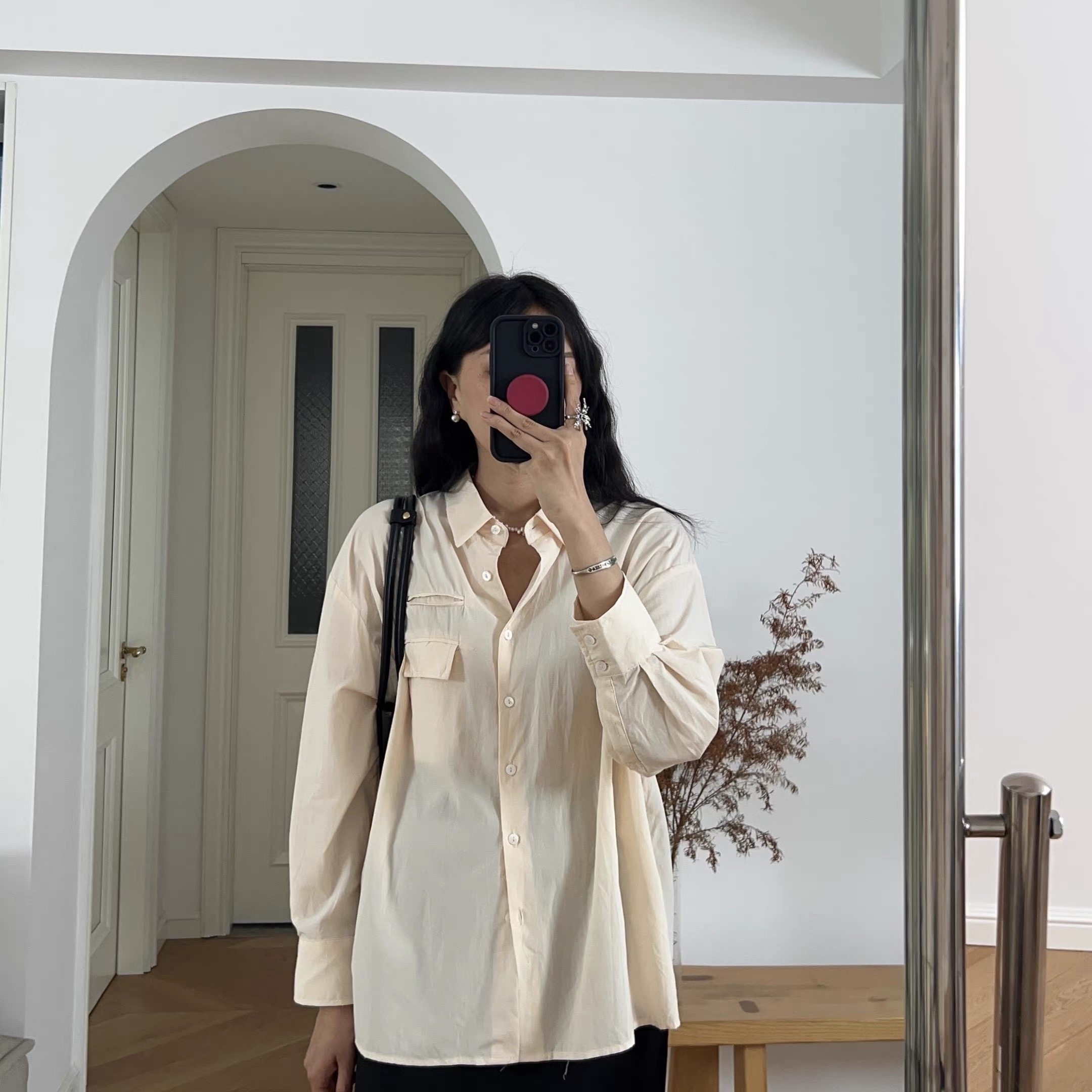 包邮 法式宽松长袖翻领衬衫衬衣 0.25KG