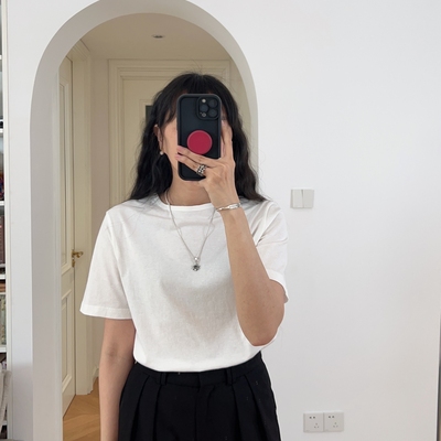 夏装新款 法式简约圆领纯色短袖T恤 0.16KG