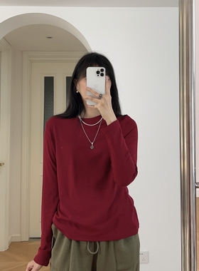 秋冬新款 法式简约纯色圆领抓绒长袖T恤 0.34KG