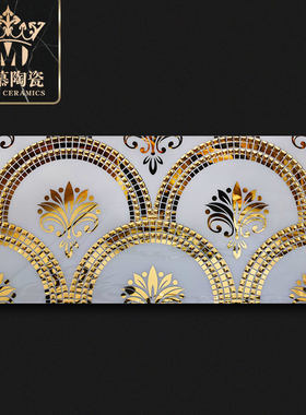 金慕奢华扇形镀金镜面背景墙砖