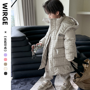 免洗外套 英伦鸭绒羽绒服连帽中长款 韦氏25年新款 亲子男女儿童冬季
