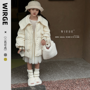 韦氏羽绒服女设计感大翻领甜美时尚2025冬季新款气质宽松外套小众