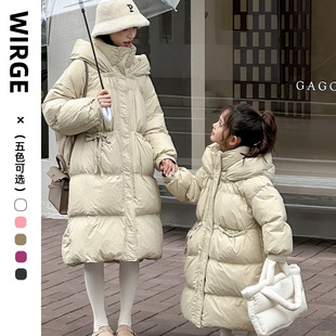 大童外套羽绒服 长款 韦氏25年新款 亲子儿童女童加厚高端羽绒服冬季