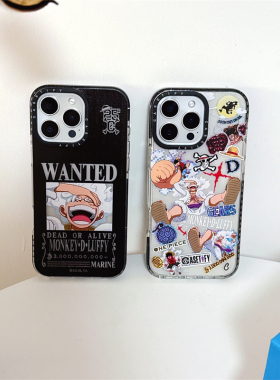 ins潮牌15卡通海贼王路飞适用iphone14手机壳苹果13 Pro max电话保护套11闪粉one piece防摔12玩航海王16pro