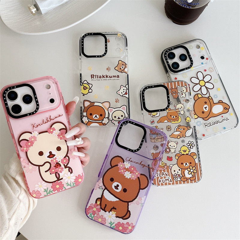 日韩xr轻松小熊15适用iphone14手机壳12苹果13 Pro max电话保护套78plus大孔6pm潮牌17air少女心xs透明玩偶熊