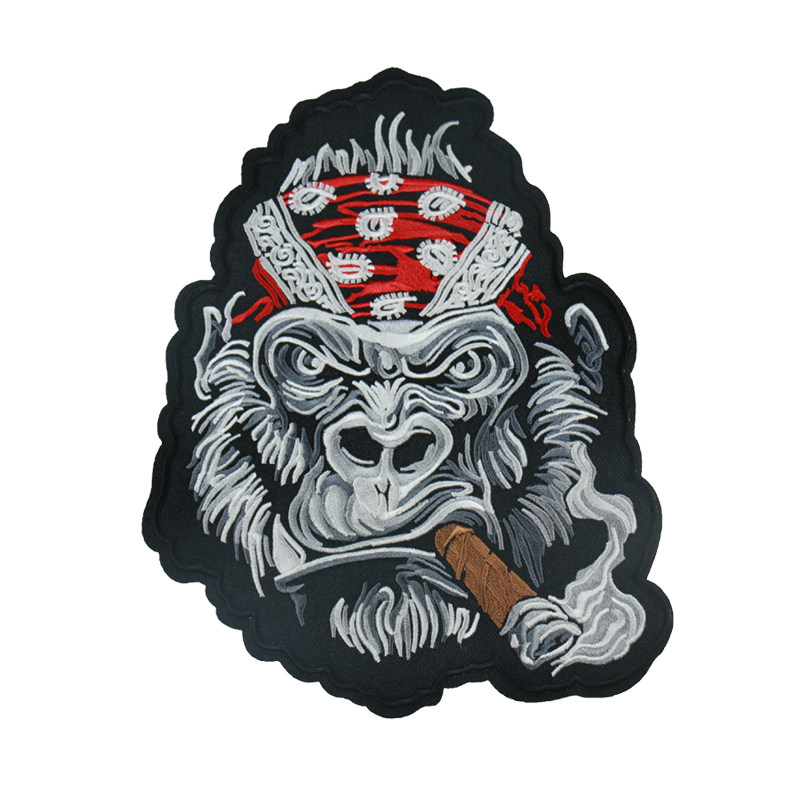 大号时尚百搭黑白大骷髅刺绣布贴T恤羽绒服装饰破洞diy修补丁贴花