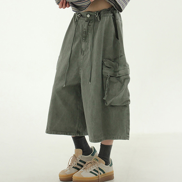 pigmented cotton cargo bermuda pants(unisex)