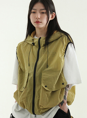 grid pattern paper 2way vest(unisex)