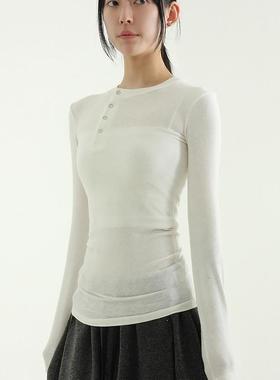 button neck angora tee