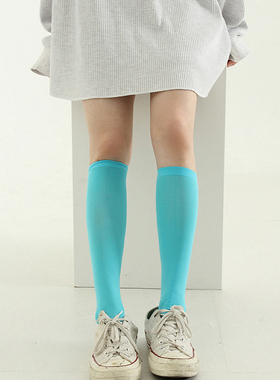 白色黑色现span knee-socks (6color)
