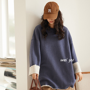 宽松遮肉长袖 高级感百搭毛边卫衣2025秋新款 上衣女 女装 薇语大码