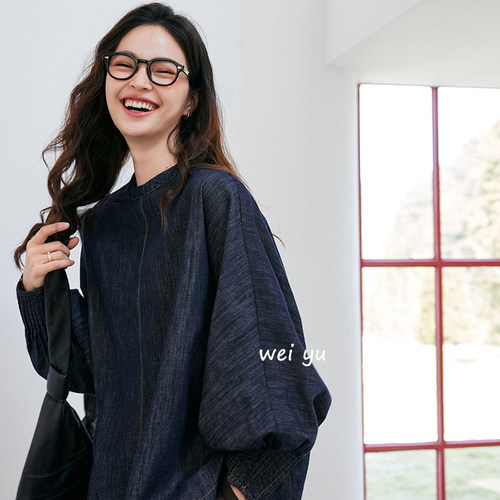 薇语大码春秋宽松牛仔卫衣女