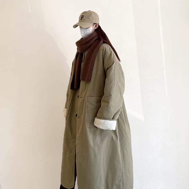 中长款冬季立领羊羔毛外套薇语