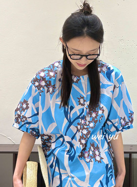 薇语大码夏季碎花圆领T恤女