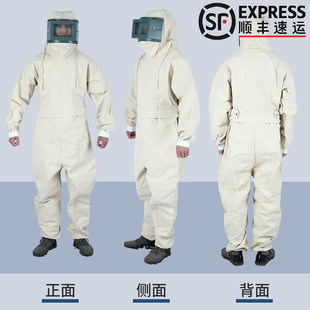 喷砂服打砂衣帆布加厚油漆涂料冲砂喷沙服裤子分连体防护服打磨帽