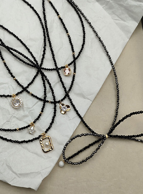 星星黑晶石闪钻韩娜淑项链短款链