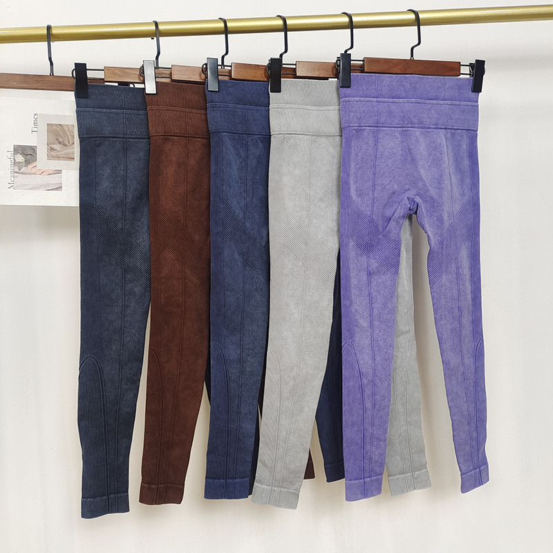 紧身高腰提臀双腰头健身裤透气女