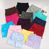 女 高腰收腹高弹蜜桃臀裤 DFY欧美性感无缝翘臀健身短裤 运动三分裤