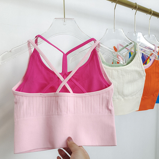 假两件撞色高强度文胸女一体式运动背心瑜伽健身透气吸汗防震美背