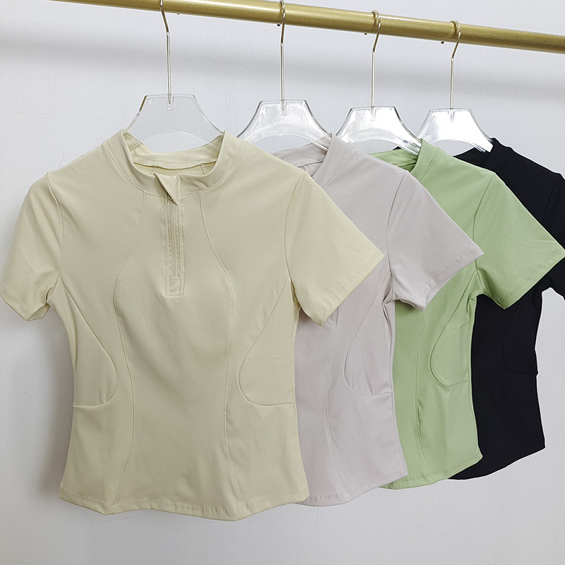 高级感半拉链修身显瘦健身上衣女弹力速干运动T恤跑步瑜伽服短袖,运动服/休闲服装,健身衣,淘宝优惠券,粉丝福利购,淘宝优惠卷