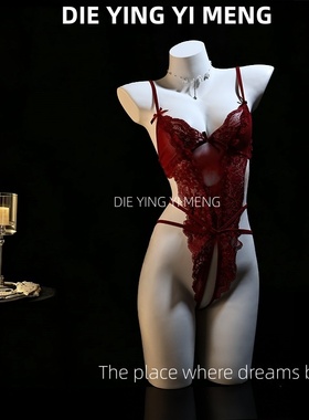 梦境 甜心教主 性感睡衣复古红色氛围感纯欲风吊带蕾丝qqny连体衣