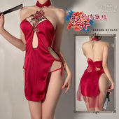 纯欲风高级感制服套装 旗袍高开叉国风性感睡衣吊带睡裙夏季 女款