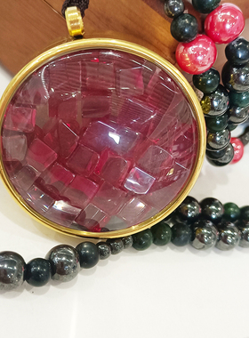 天然水晶方块颗粒吊坠