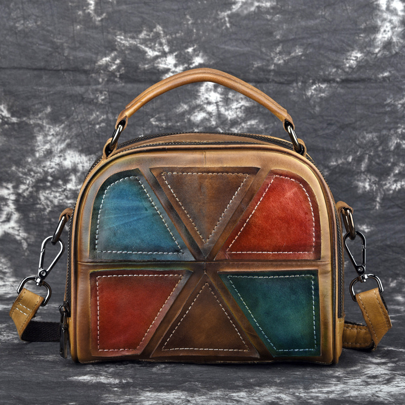 真皮复古手提包单肩斜挎包小方包