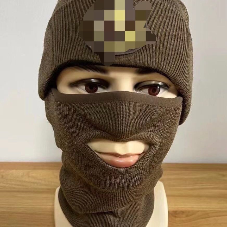 新款棕色防寒头套巡逻防护面罩骑行保暖针织帽套正品训练头套
