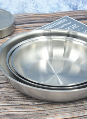 伦凯LUNKAI不锈钢盘子圆盘果盘菜碟子复合钢一体家用加厚182024cm