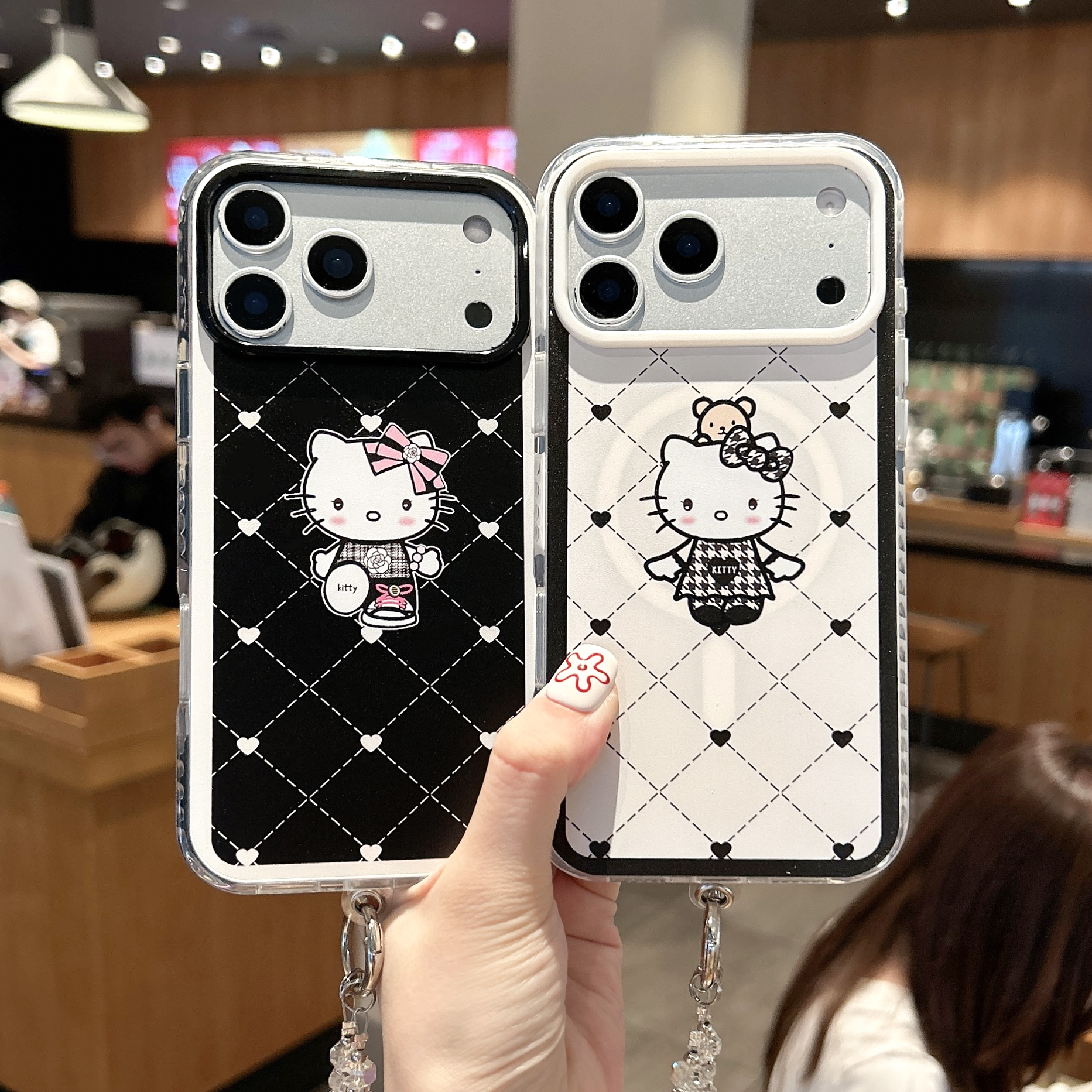 苹果17卡通KT猫适用于iphone17promax手机壳16promax磁吸支架链条女15pro可爱减龄14保护套13小香风防摔软套