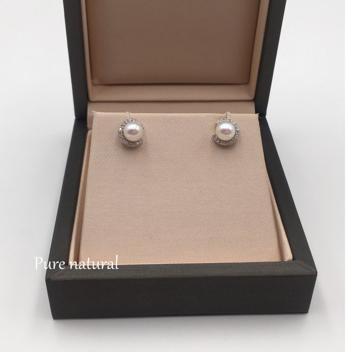 s925银耳钉女韩版小清新满钻英文字母c可爱珍珠气质耳饰品