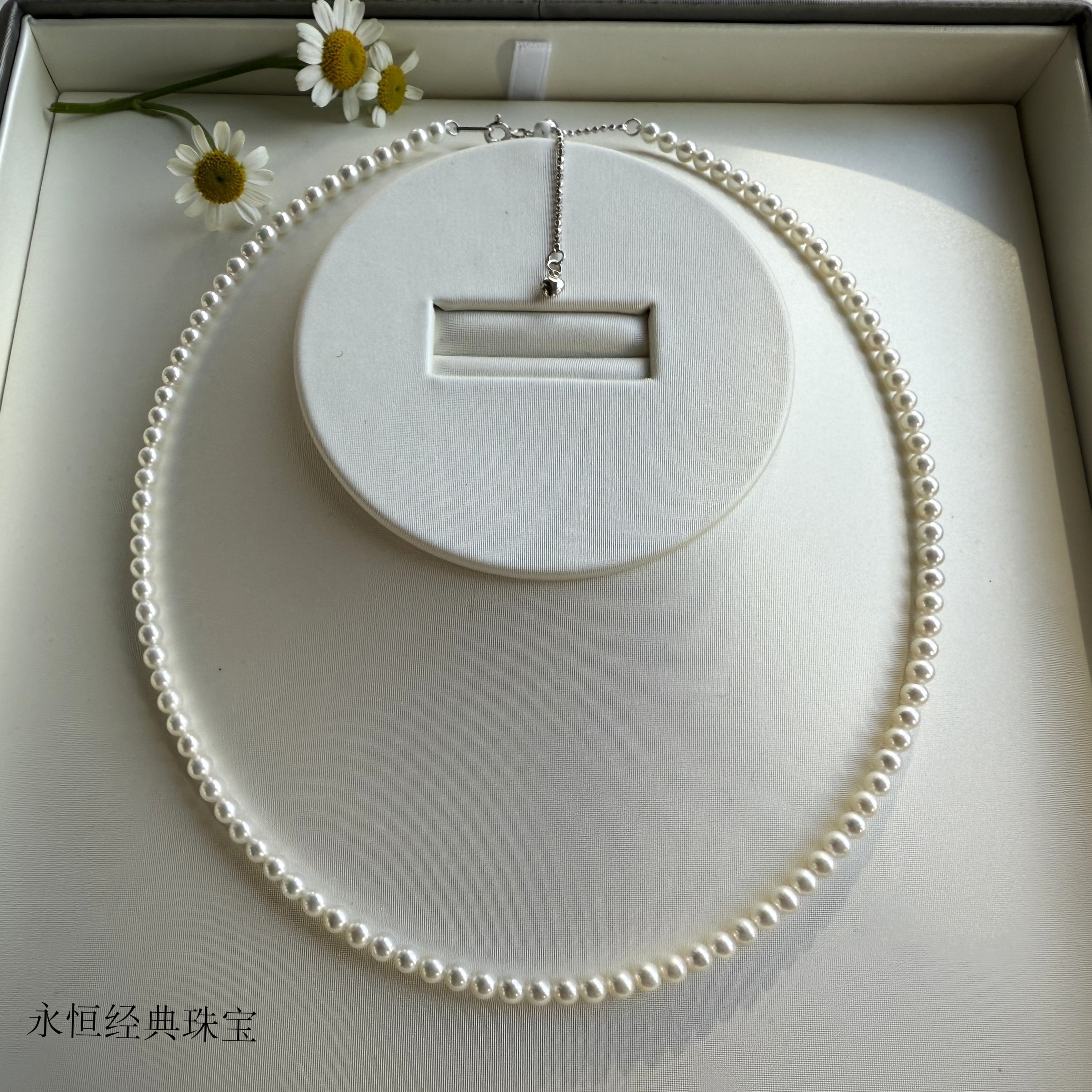 强光淡水AKOYA珍珠项链女925银baby珠小米锁骨链可调节颈饰送女友