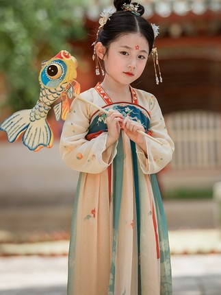 刺绣唐装小女孩古装连衣裙气襦裙秋裙女宝宝超仙汉服女童春秋原创