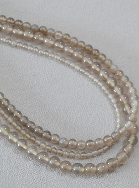 秋冬新款新中式透亮烟灰色玛瑙真石串珠简约低调气质项链锁骨链女