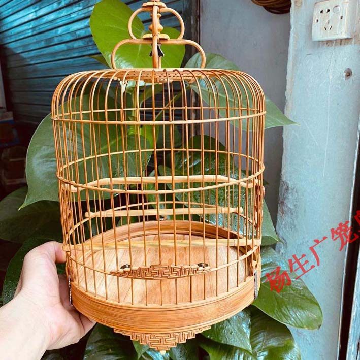绣眼广笼 五波脚竹制 清远 金青 黑白 养笼广式鸟笼万字脚老竹笼